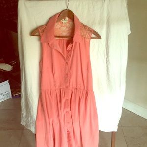 Woman peach dress